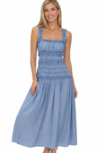 Load image into Gallery viewer, STITCH & Co. Smocked Bodice Maxi Dress in Light Denim