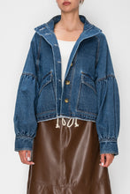Load image into Gallery viewer, STITCH & Co. Washed Denim Oversized Pocket Jacket in Medium Blue