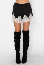 Load image into Gallery viewer, STITCH & Co. Contrasting Lace Satin Shorts in Black