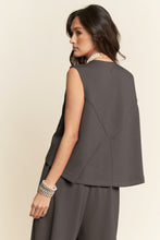 Load image into Gallery viewer, Davi & Dani CROPPED Self Tie Top and Pants Set in Charcoal