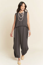 Load image into Gallery viewer, Davi & Dani CROPPED Self Tie Top and Pants Set in Charcoal