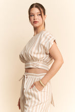 Load image into Gallery viewer, Davi & Dani Contrasting Vertical Striped Set in Taupe