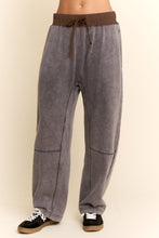 Load image into Gallery viewer, Davi & Dani French Terry Knit Barrel Pants in Navy