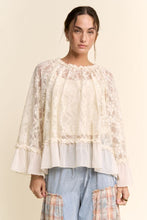 Load image into Gallery viewer, Davi & Dani OVERSIZED Floral Sheer Lace Top in Cream