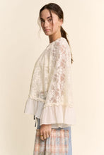 Load image into Gallery viewer, Davi & Dani OVERSIZED Floral Sheer Lace Top in Cream