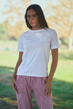 Load image into Gallery viewer, Davi & Dani Rhinestone Embellished Relaxed Crew Neck Tee in White