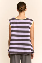 Load image into Gallery viewer, Davi & Dani Contrasting Striped Sleeveless Top in Lavender Grey