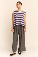 Load image into Gallery viewer, Davi & Dani Contrasting Striped Sleeveless Top in Lavender Grey