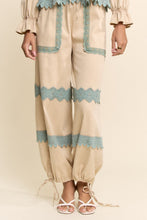 Load image into Gallery viewer, Davi & Dani Lace Detail Adjustable Hem Pants in Beige