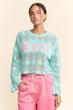 Load image into Gallery viewer, Davi & Dani Crochet Top with BEACH Letter Front in Aqua Blue