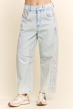 Load image into Gallery viewer, Davi & Dani Baggy High Waisted Lace Trim Jeans in Light Denim