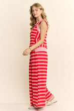 Load image into Gallery viewer, Davi & Dani Towel Knit Striped Set in Pink Red