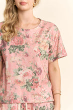 Load image into Gallery viewer, Davi & Dani Garden Flower Printed French Terry Set in Pink
