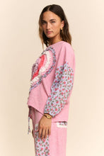 Load image into Gallery viewer, Davi & Dani Waffle Knit and Floral Print Top with Ruffle Heart Detail in Pink Multi