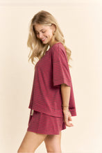 Load image into Gallery viewer, Davi & Dani OVERSIZED Striped Top and Shorts Set in Dusty Pink Multi