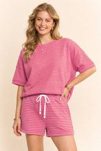 Load image into Gallery viewer, Davi & Dani OVERSIZED Striped Top and Shorts Set in Pink Yellow