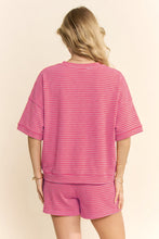 Load image into Gallery viewer, Davi & Dani OVERSIZED Striped Top and Shorts Set in Pink Yellow