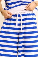Load image into Gallery viewer, Davi & Dani Towel Knit Striped Set in White Seablue