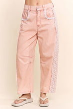 Load image into Gallery viewer, Davi & Dani Baggy High Waisted Lace Trim Jeans in Pale Pink