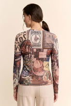 Load image into Gallery viewer, Davi & Dani WESTERN Sheer Mesh Top in Wild Horse