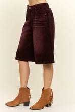 Load image into Gallery viewer, Davi & Dani Washed Corduroy Wide Leg Bermuda Shorts in Washed Plum