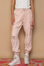 Load image into Gallery viewer, POL Distressed Denim Cargo Joggers in Coral Haze