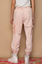 Load image into Gallery viewer, POL Distressed Denim Cargo Joggers in Coral Haze