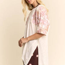 Load image into Gallery viewer, Davi & Dani Knit Top with Sequin Floral Sleeves in Pale Pink
