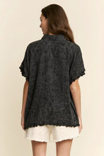 Load image into Gallery viewer, J.nna Denim Ruffle Edge Boxy Top in Denim Black