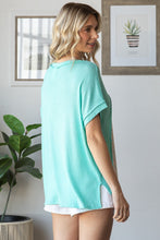 Load image into Gallery viewer, 7th Ray Mixed Print Textured Patchwork Top in Mint