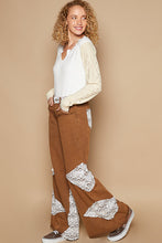 Load image into Gallery viewer, POL Vintage Washed Jeans with Crochet Patches in Rustic Brown