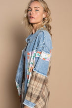 Load image into Gallery viewer, POL OVERSIZED Mixed Fabric Button Down Shacket in Denim Multi