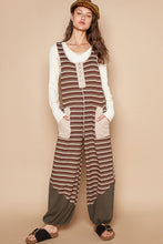 Load image into Gallery viewer, POL Striped Pattern Jumpsuit in Choco/Latte