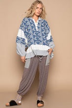 Load image into Gallery viewer, POL Floral Embroidery Hooded Top in Denim Multi