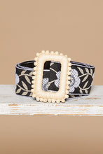 Load image into Gallery viewer, POL Floral Stitched Belt in Black/White ON ORDER
