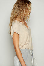 Load image into Gallery viewer, POL Ribbed Jersey Knit V-Neck Top in Latte