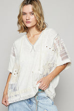 Load image into Gallery viewer, POL Ribbed Knit and Lace Top with Mixed Patches in Natural