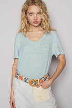Load image into Gallery viewer, POL Ribbed Jersey Knit Round Neck Top in Baby Blue
