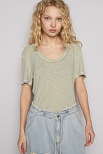 Load image into Gallery viewer, POL Ribbed Jersey Knit Round Neck Top in Dried Sage