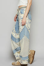 Load image into Gallery viewer, POL Denim Pants with Contrasting Floral and Crochet Panels in Denim