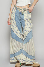 Load image into Gallery viewer, POL Denim Pants with Contrasting Floral and Crochet Panels in Denim