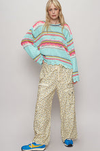 Load image into Gallery viewer, POL Multi Color Striped Lightweight Open Knit Sweater in Mint Multi