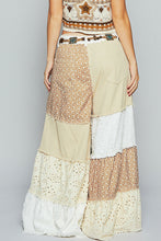 Load image into Gallery viewer, POL Contrasting Panel Patchwork Wide Leg Pants in Beige Multi