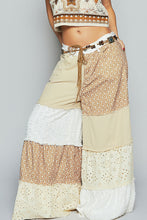 Load image into Gallery viewer, POL Contrasting Panel Patchwork Wide Leg Pants in Beige Multi