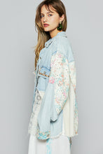Load image into Gallery viewer, POL Twill Jacket with Floral and Lace Details in Denim