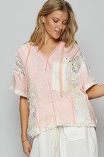 Load image into Gallery viewer, POL Ribbed Knit and Lace Top with Mixed Patches in Blush Pink