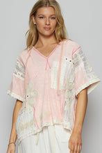 Load image into Gallery viewer, POL Ribbed Knit and Lace Top with Mixed Patches in Blush Pink