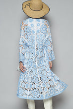 Load image into Gallery viewer, POL Open Front Crochet Cardigan in Blue