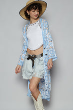 Load image into Gallery viewer, POL Open Front Crochet Cardigan in Blue