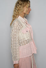 Load image into Gallery viewer, POL Square Block Lace and Double Gauze Top in Pink